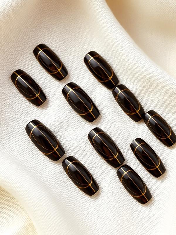 Obsidian Flow — coffin press-on nail set